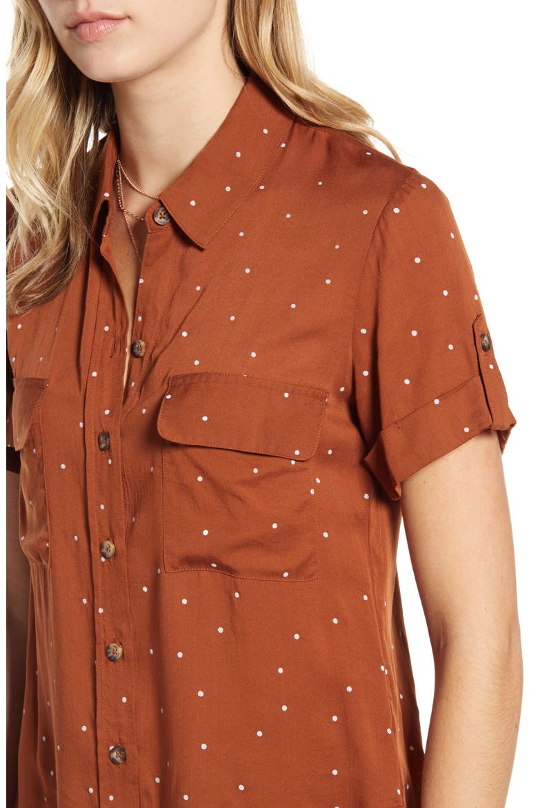 Polka Dot Camp Shirt, Alternate, color, RUST