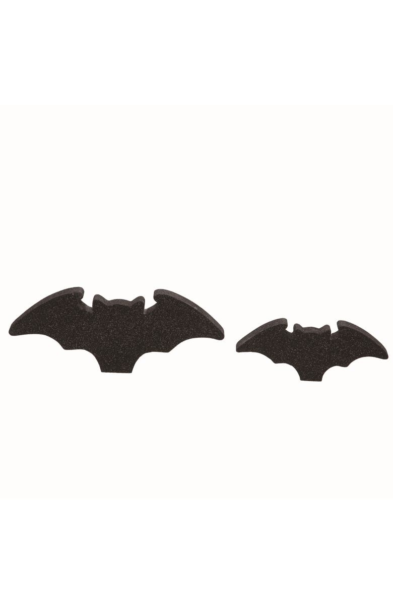 Transpac Wood Black Halloween Bats Block Decor Set, Main, color, Black