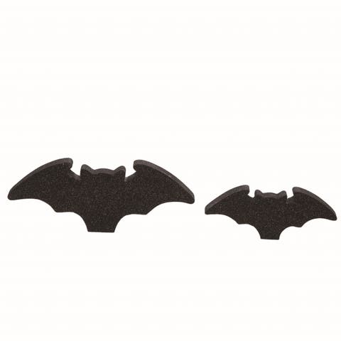 Wood Black Halloween Bats Block Decor Set