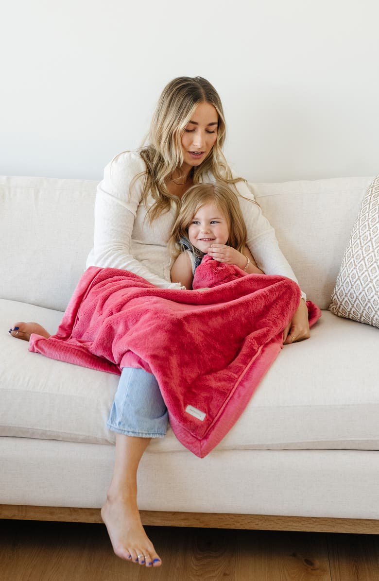 SARANONI Lush Faux Fur Receiving Blanket, Alternate, color, Primrose
