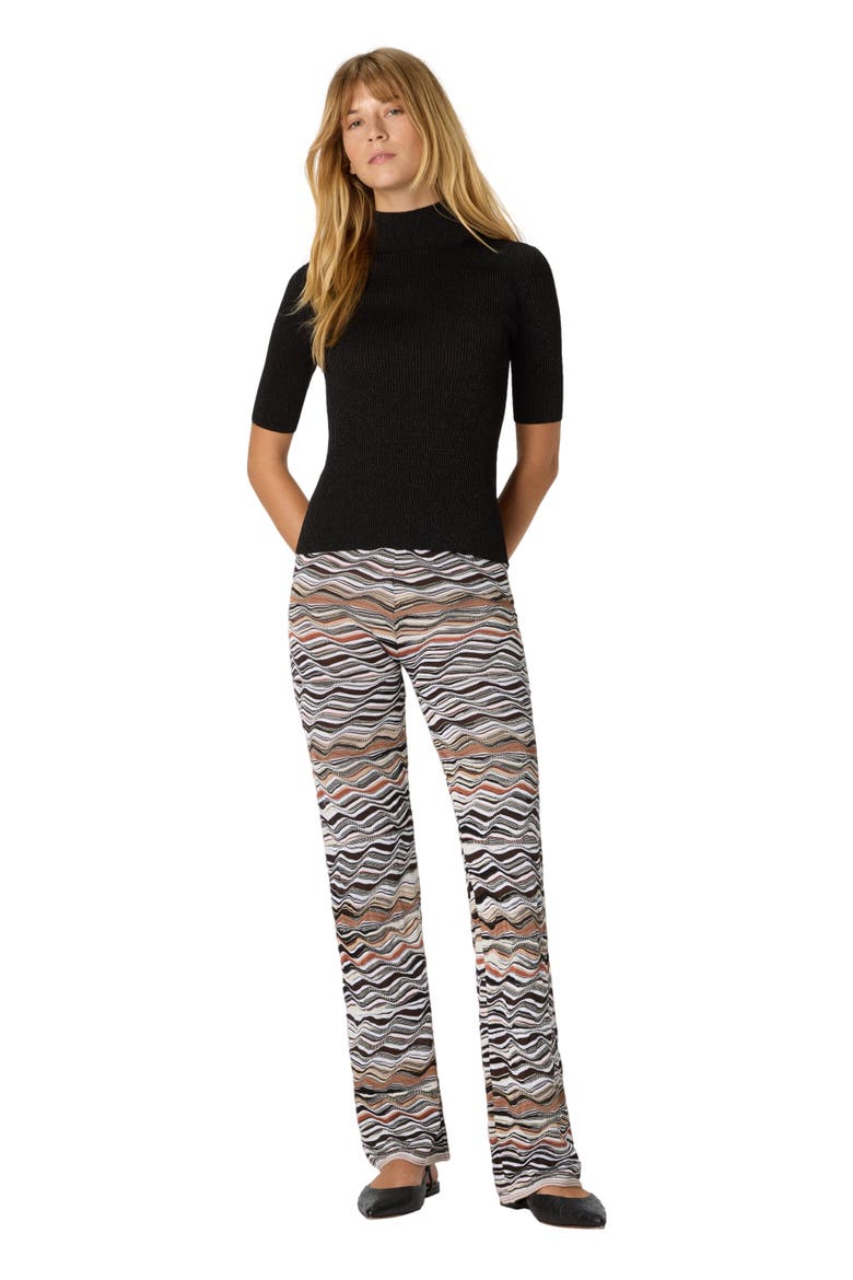 Straight Long Pants With Wave Pattern, Main, color, Beige