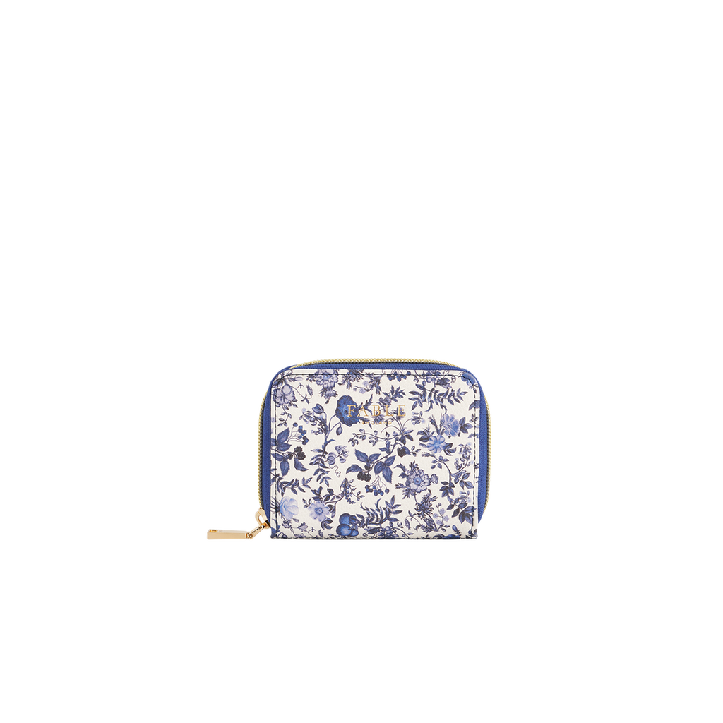 Fable England Ditsy Blue Small Purse In White