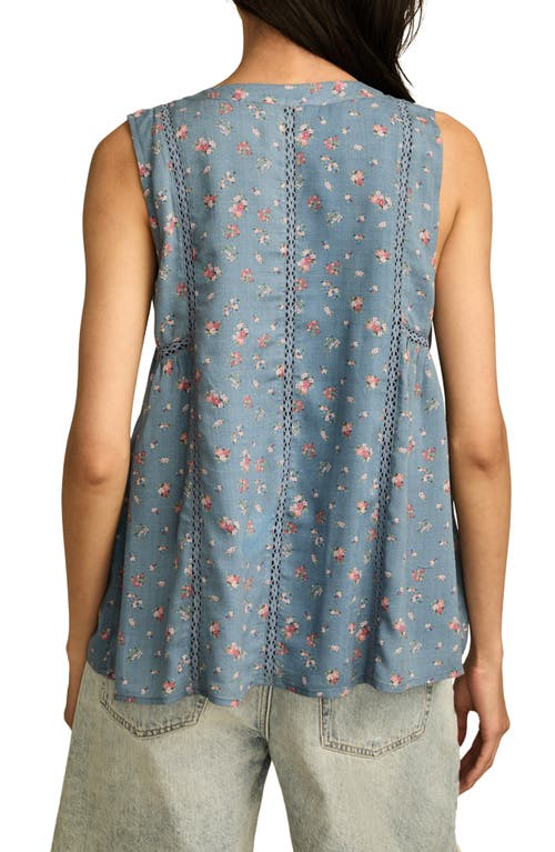 Lucky Brand Floral Babydoll Tank In Blue