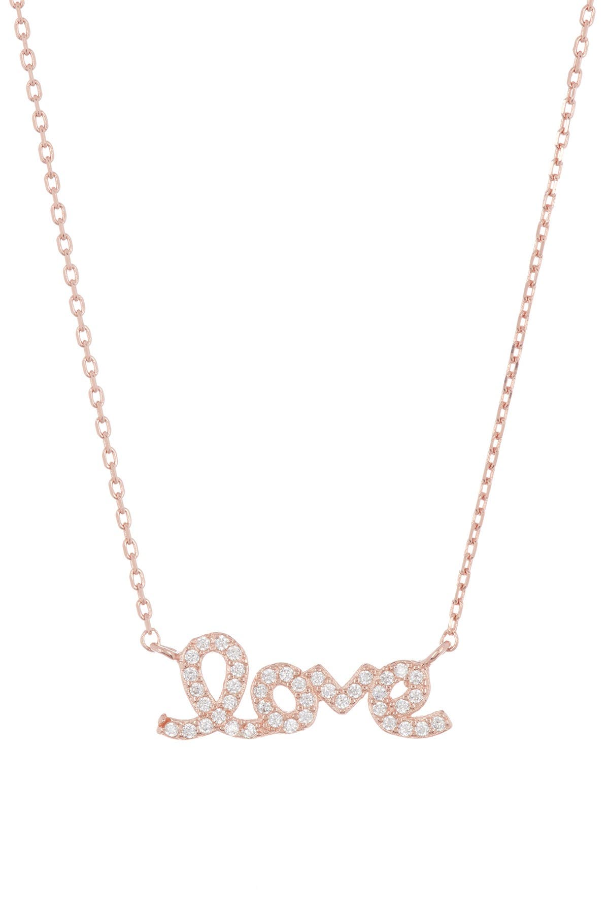 Adornia 14K Yellow Gold Plated Swarovski Crystal Cursive Love Necklace ...