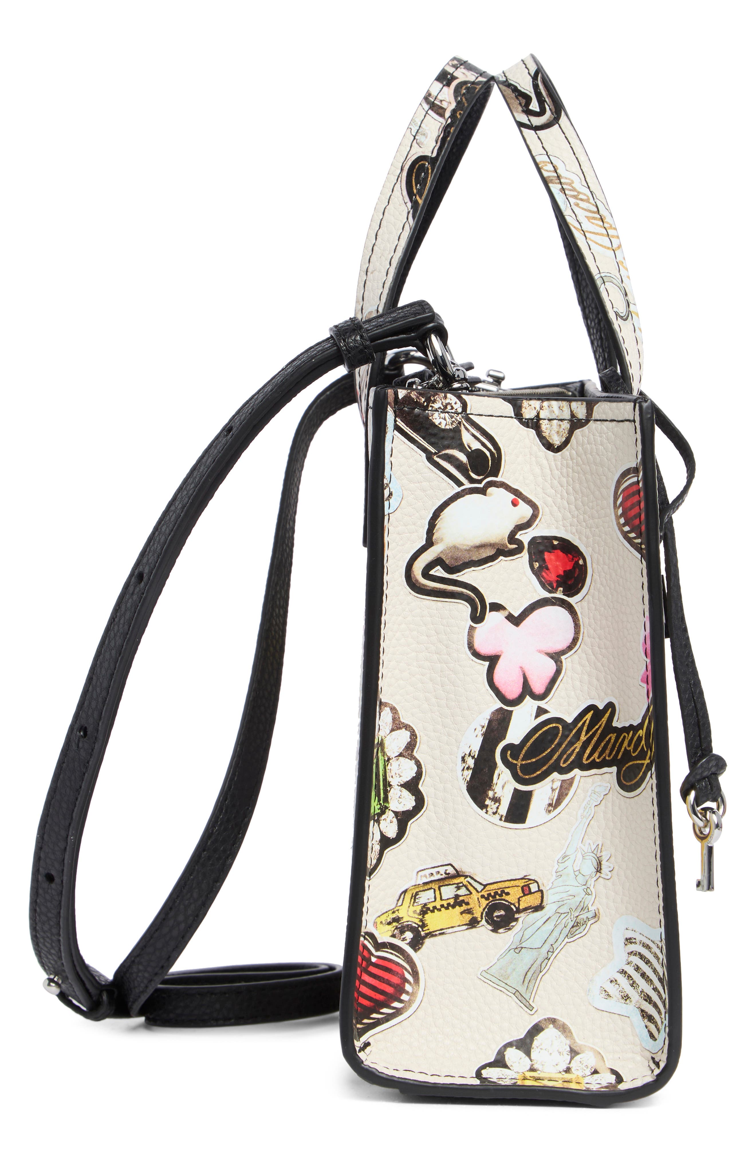 Marc Jacobs Sticker Mini Bold Grind Satchel Bag, Alternate, color, White Multi