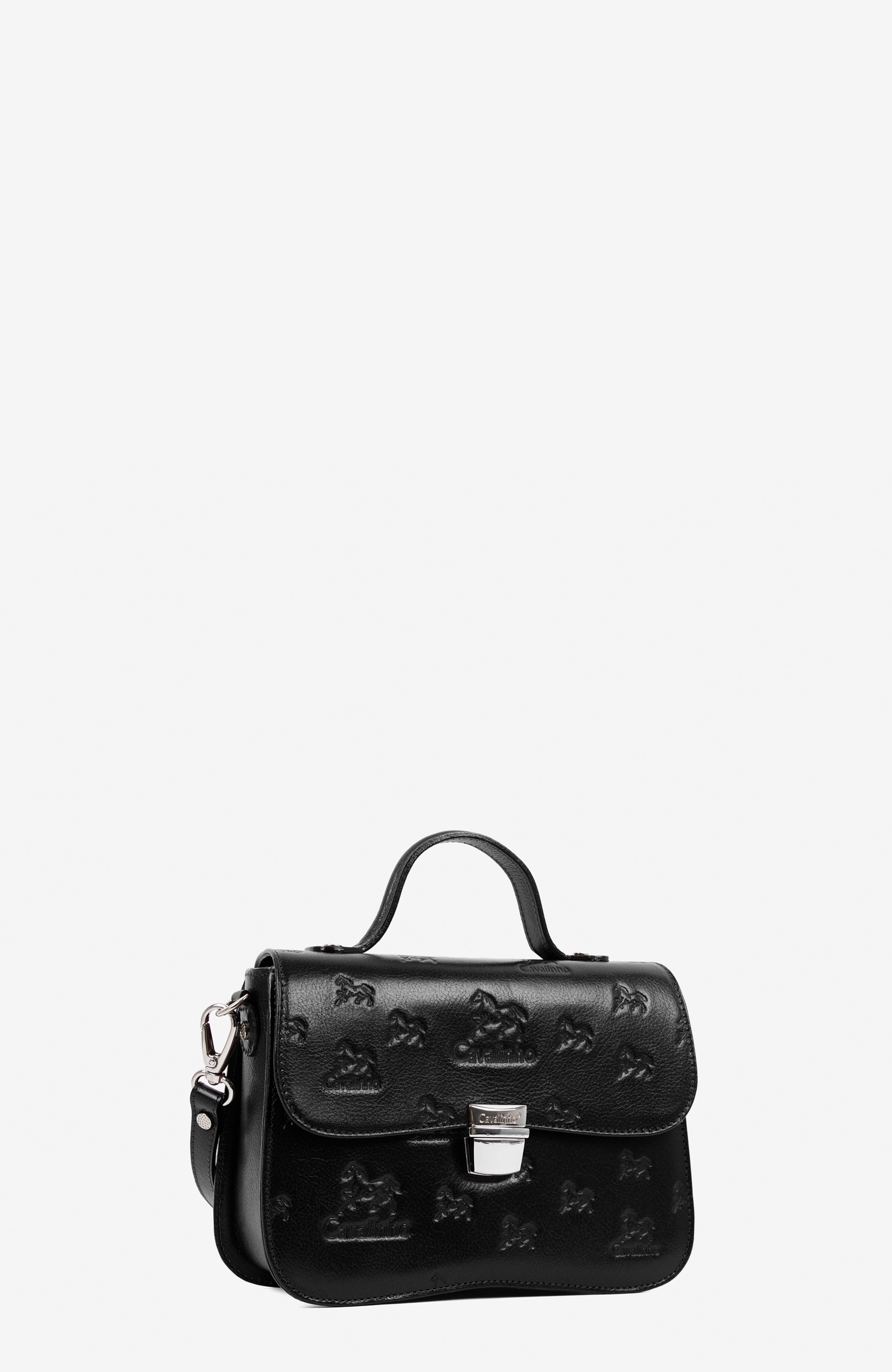 Cavalo Lusitano 600 Embossed Leather Handbag, Alternate, color, Black