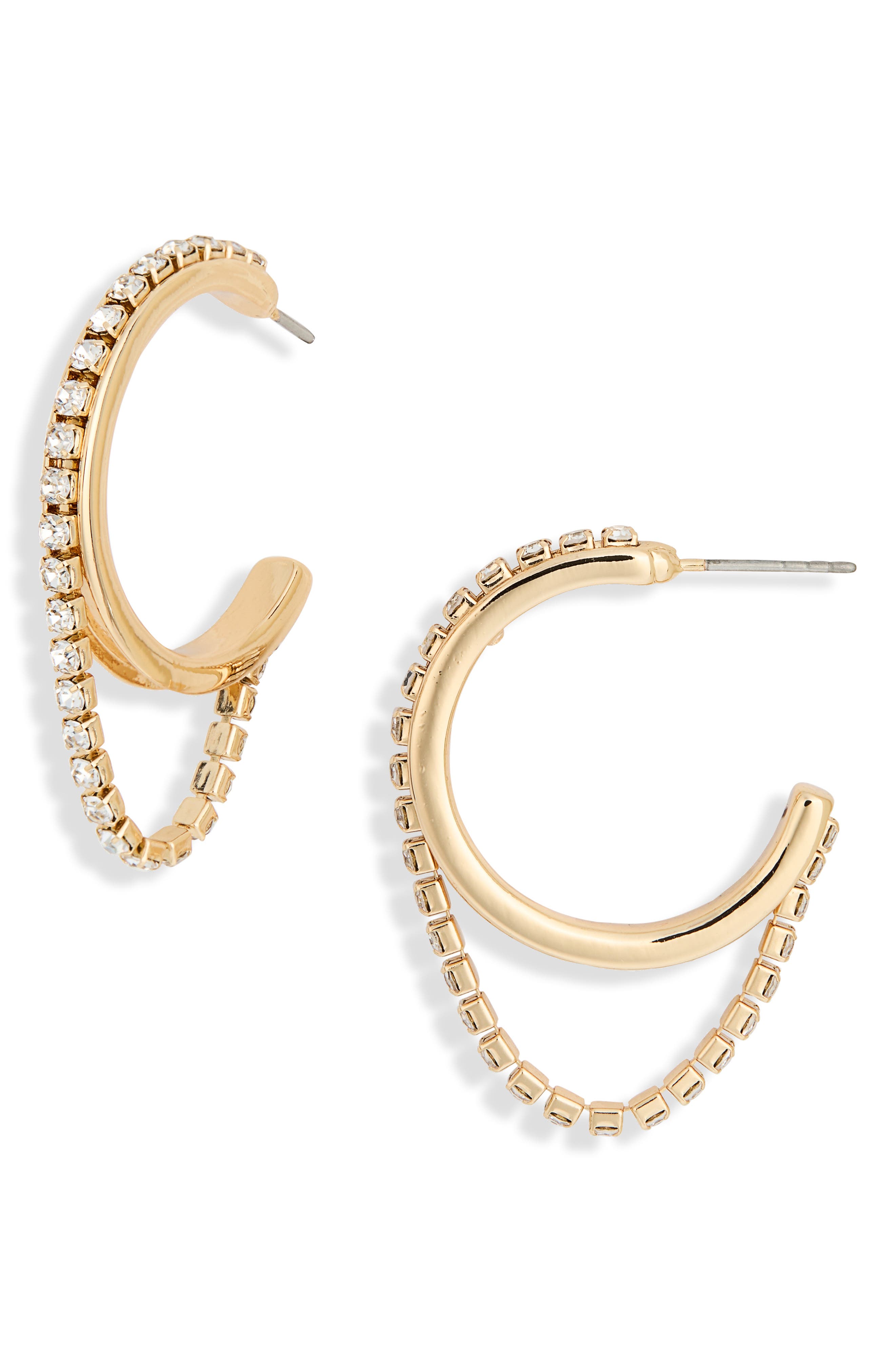 NORDSTROM RACK Draped Crystal Chain Hoop Earrings
