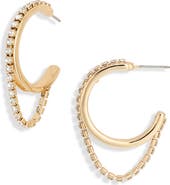 NORDSTROM RACK Draped Crystal Chain Hoop Earrings