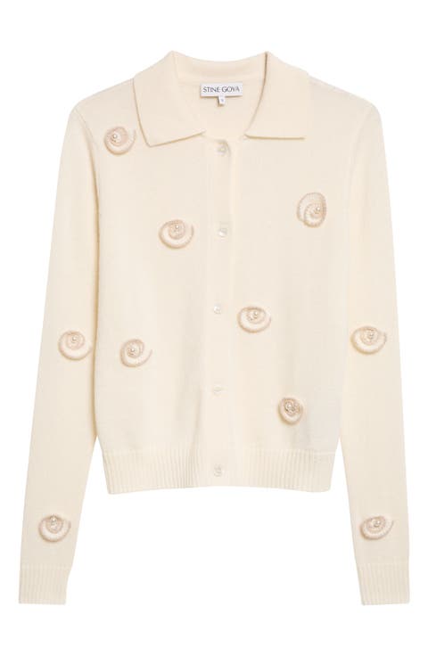 Embellished Shell Appliqué Cardigan