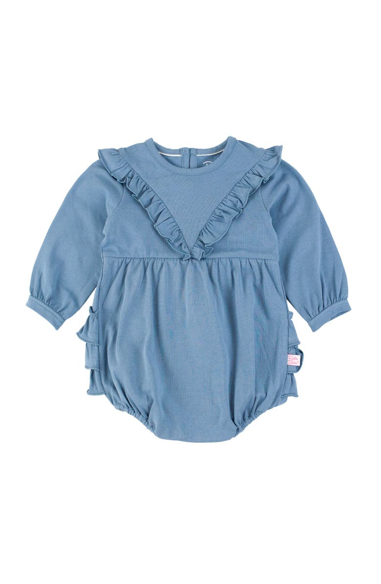 RuffleButts Baby Toddler Girls Knit Long Sleeve V-Ruffle Bubble Romper, Main, color, 