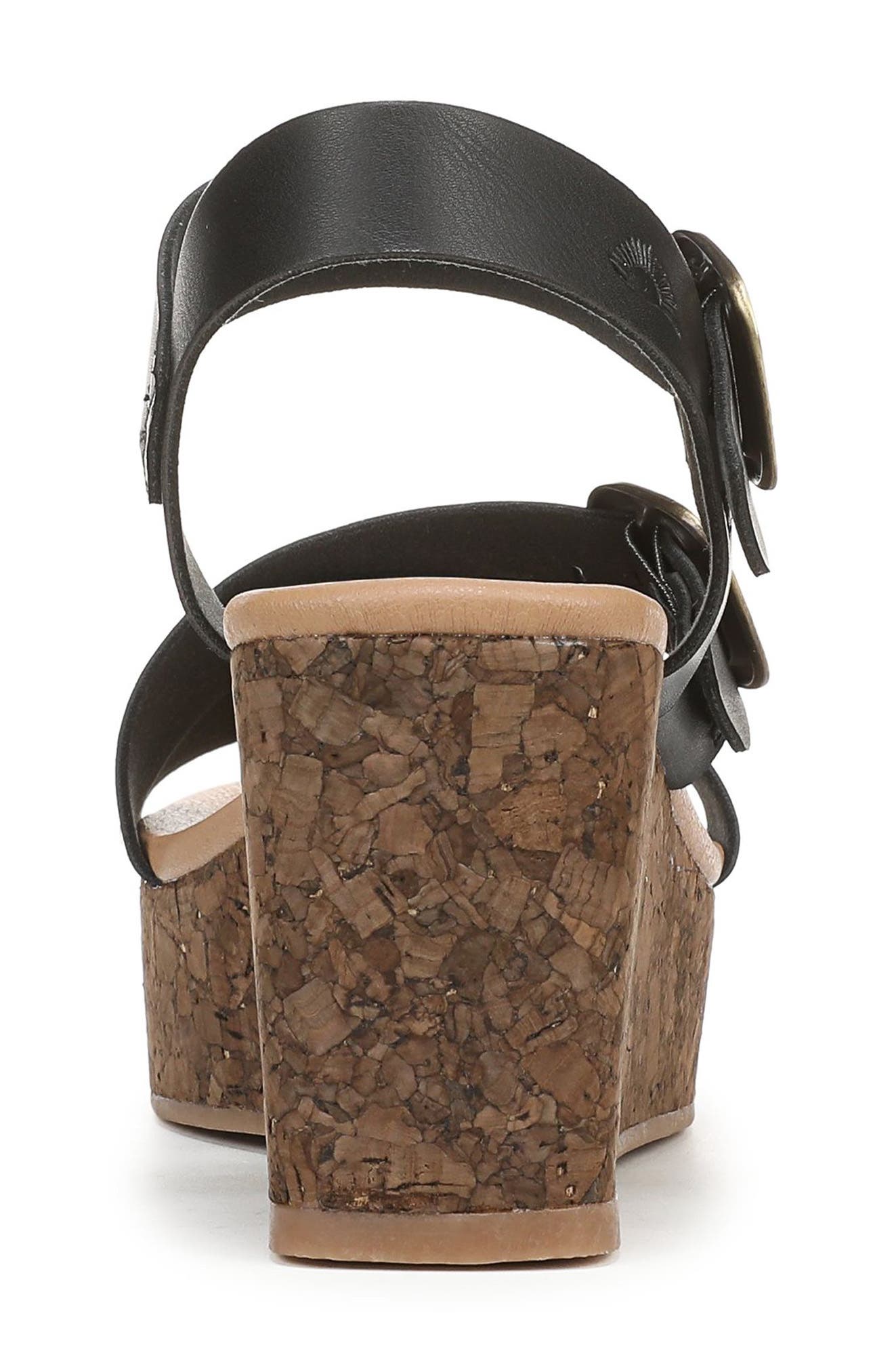 Blowfish Malibu Ali Buckled Wedge Sandal, Alternate, color, Black Faux Leather