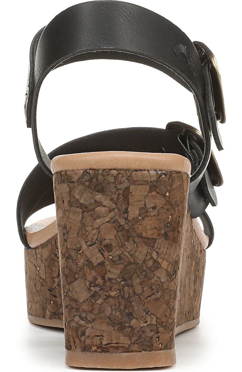 Blowfish Malibu Ali Buckled Wedge Sandal, Alternate, color, Black Faux Leather