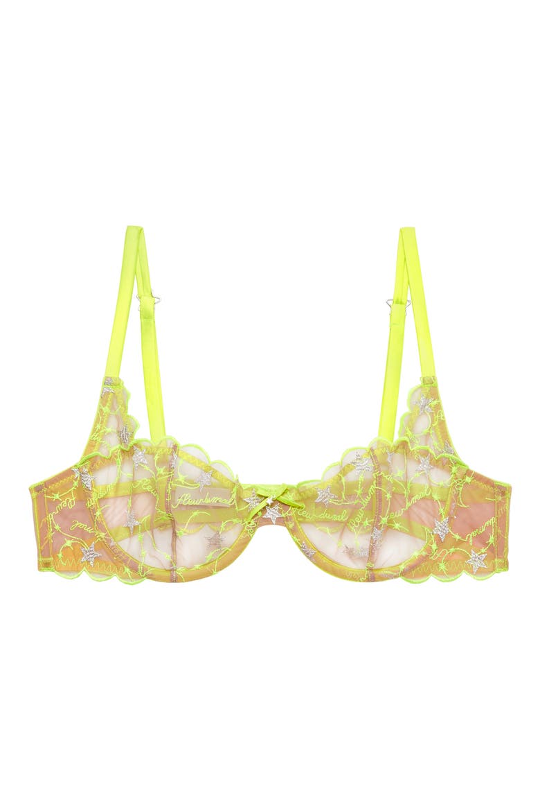 Etoile Embroidered Balconette Bra, Alternate, color, NEON YELLOW