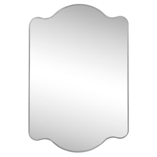 Jonathan Y Louisa Medium Scalloped Rectangular Metal Framed Wall Mirror In Nickel