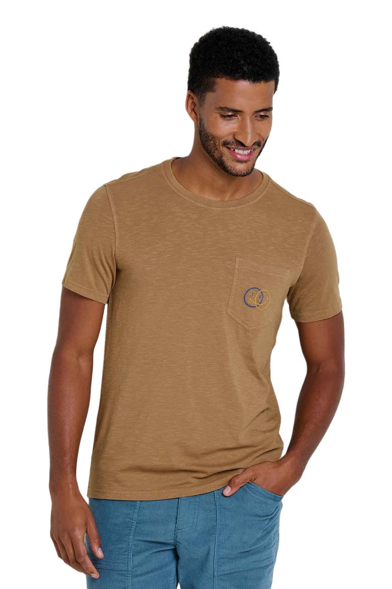 Men's Primo Short Sleeve Crew Embroidered, Alternate, color, Honey Brown Smile Embroidery