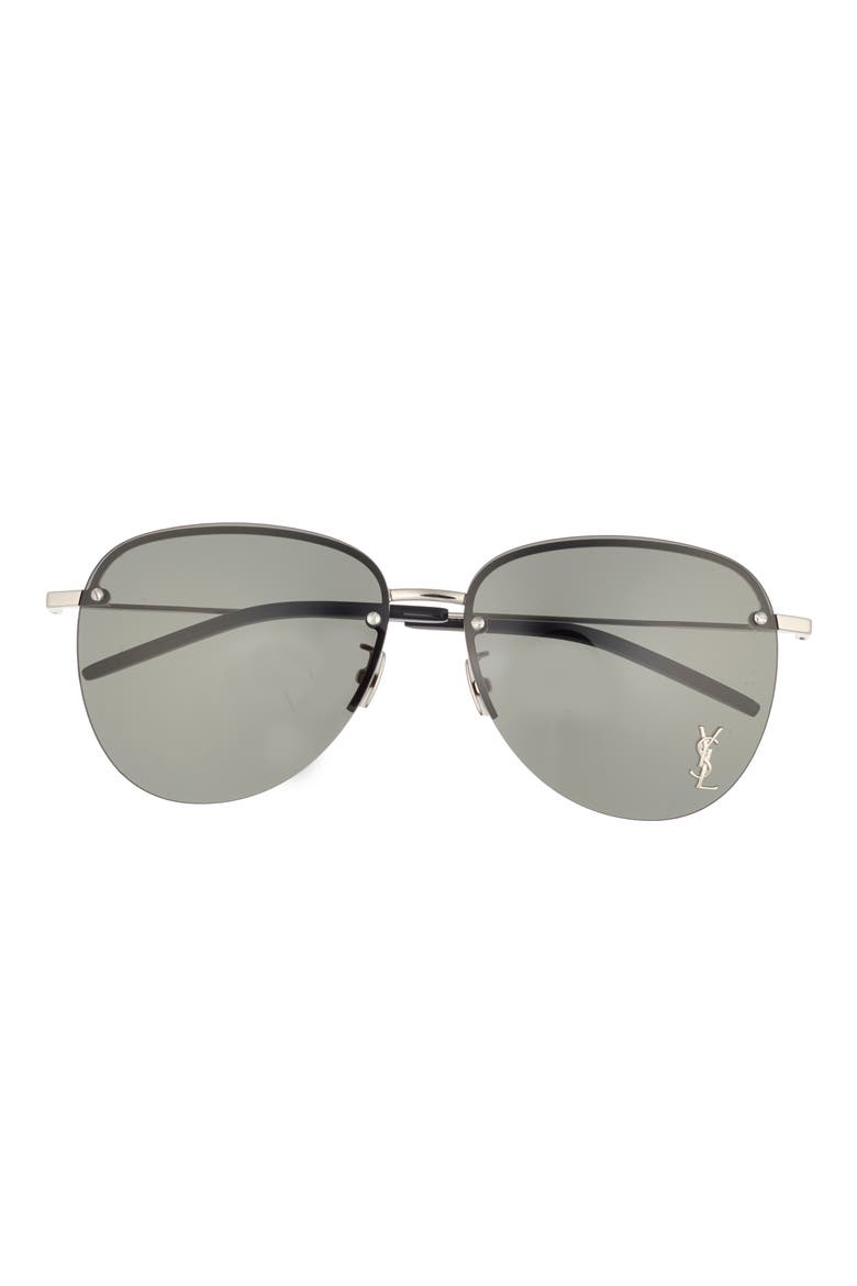 61mm Aviator Sunglasses, Main, color, SILVER SILVER GREY