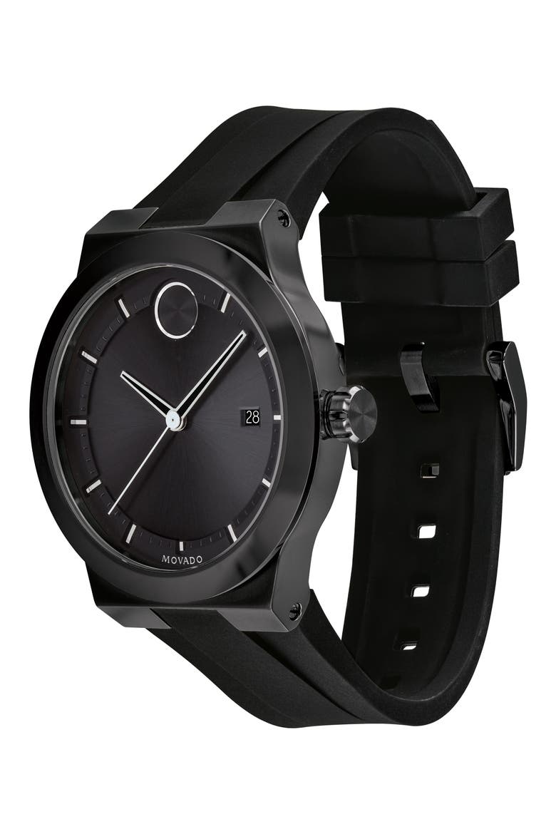 Bold Fusion Silicone Strap Watch, 42mm, Alternate, color, BLACK DIAL