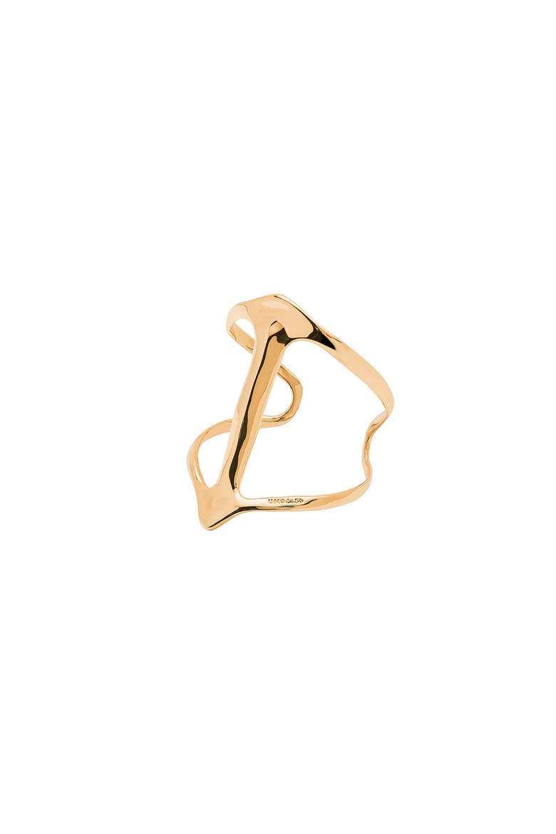 18K Gold-Plated Rigid Bracelet with Manta Ray Structure, Alternate, color, Gold