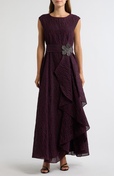 Crinkle Taffeta Sleeveless Gown