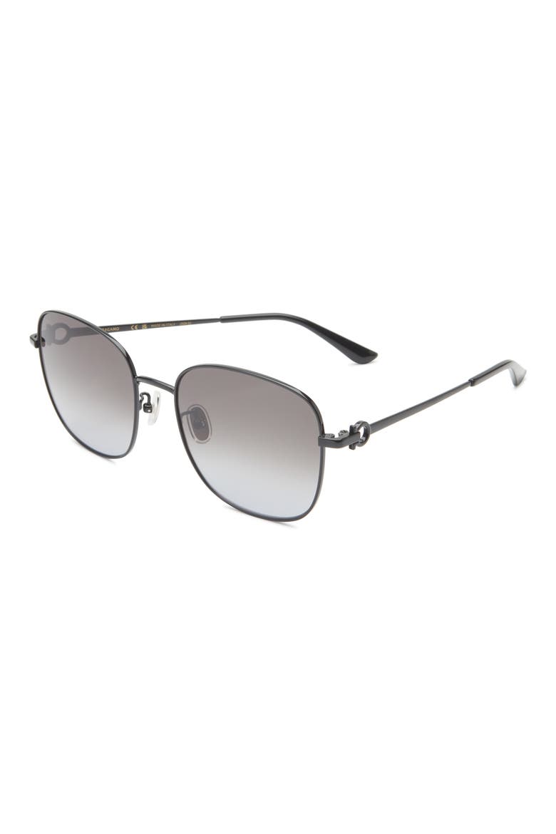 Salvatore Ferragamo 60mm Square Sunglasses, Alternate, color, BLACK