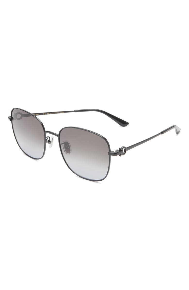 FERRAGAMO Salvatore Ferragamo 60mm Square Sunglasses, Alternate, color, Black