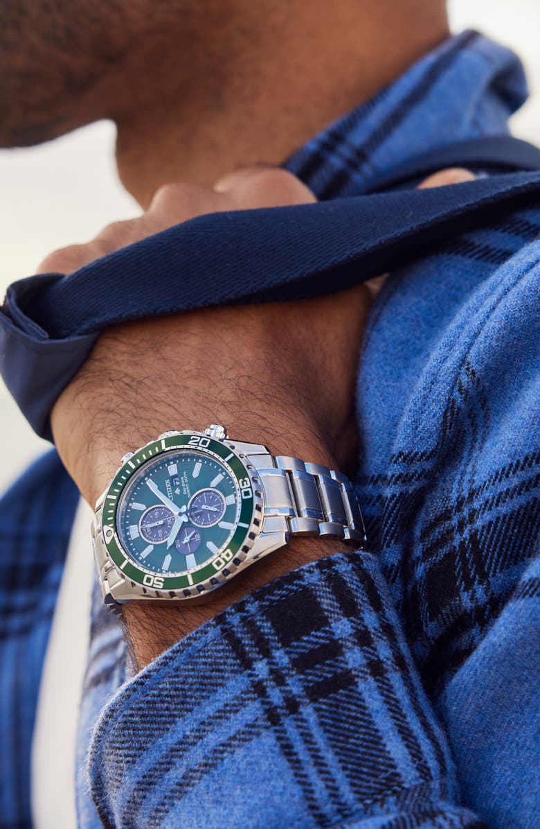 Citizen Promaster Dive Eco-Drive Bracelet Watch, 46mm, Alternate, color, Green/ Silver-Tone