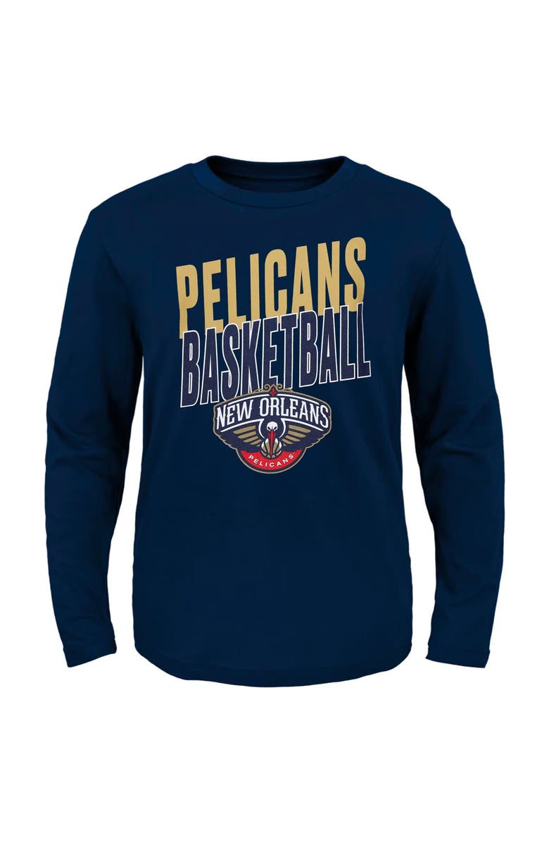 Outerstuff Preschool Navy New Orleans Pelicans Showtime Long Sleeve T-Shirt, Main, color, 