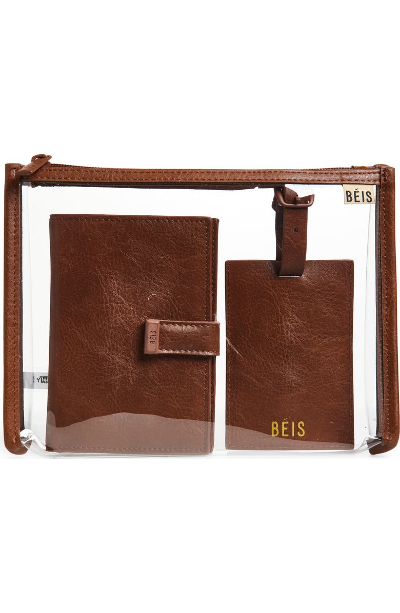 Béis The Passport Holder & Luggage Tag Set, Main, color, Maple