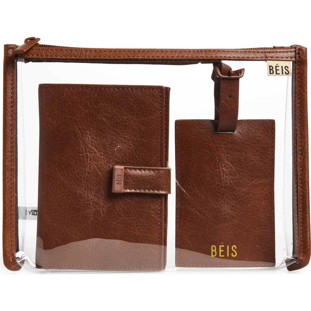 Beis Béis The Passport Holder & Luggage Tag Set In Brown