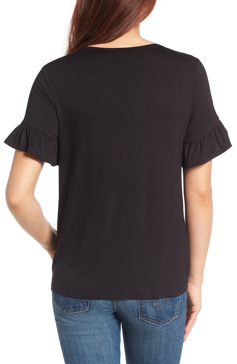 Bobeau Bell Sleeve Tie Front Top, Alternate, color, 