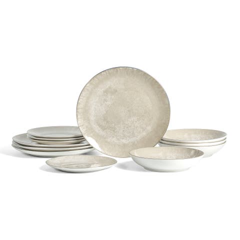 Onyx 12-Piece Dinnerware Set Porcelain, Service for 4