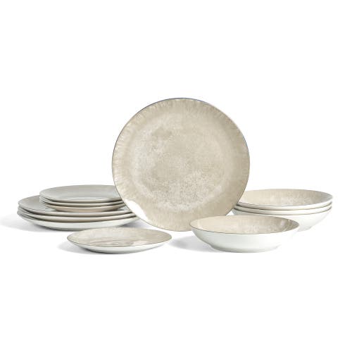 Christian Siriano Onyx 12-Piece Dinnerware Set Porcelain, Service for 4 in Beige And Gold at Nordstrom