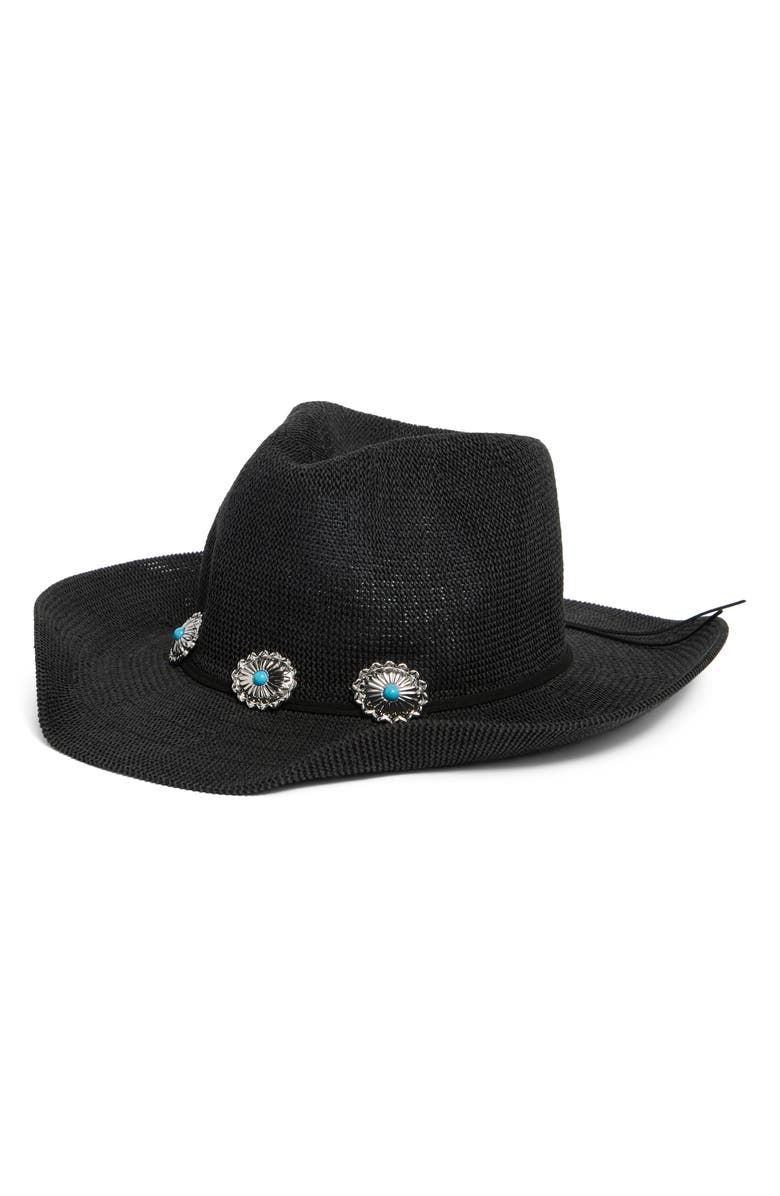 Steve Madden H-Bailey Bolo Trim Western Hat, Main, color, Black