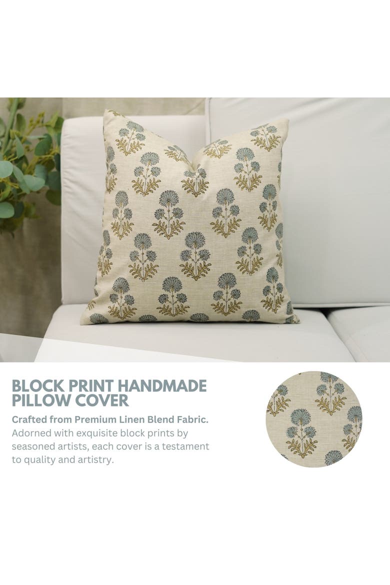 Rishi Handmade Bagru Block Printed Pillow Cover, Alternate, color, Blue