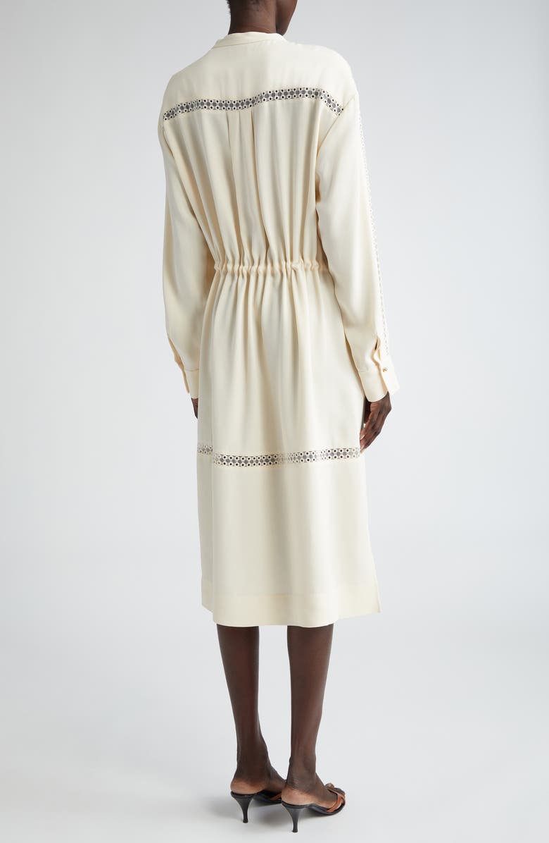 St. John Collection Lace Detail Long Sleeve Satin Back Crepe Dress, Alternate, color, 