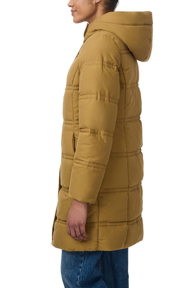Bernardo Minimalist Double Needle Stitched Puffer Coat, Alternate, color, Desert Sand