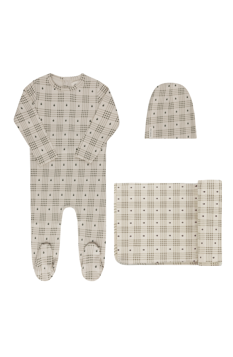 Ely's & Co. Cotton Floral Plaid Collection - Take Me Home Set, Main, color, Tan