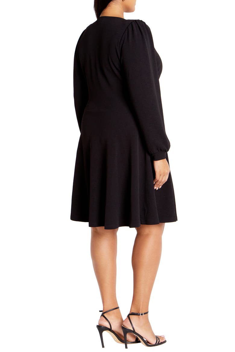 Karter Long Sleeve Fit & Flare Dress, Alternate, color, BLACK