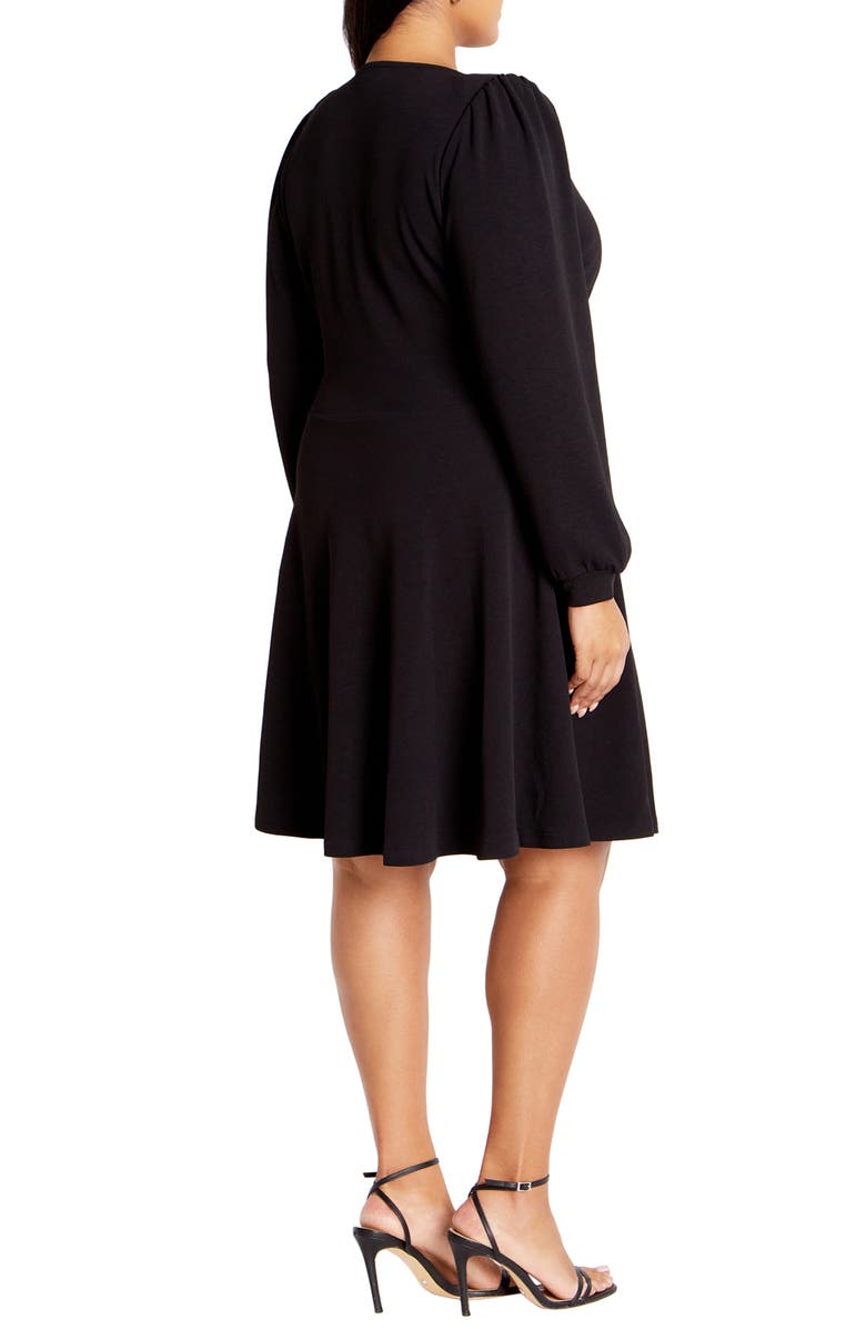 City Chic Karter Long Sleeve Fit & Flare Dress, Alternate, color, 