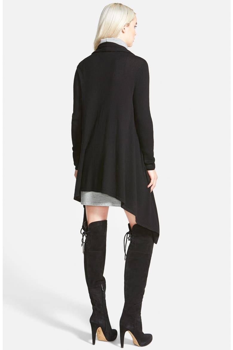 Waterfall Open Front Cardigan, Alternate, color, BLACK