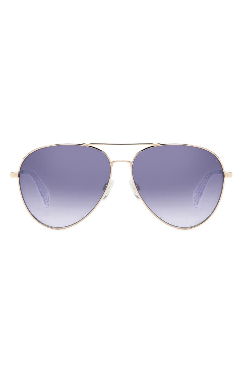rag & bone 59mm Aviator Sunglasses, Main, color, Gold/ Grey Ms Silver