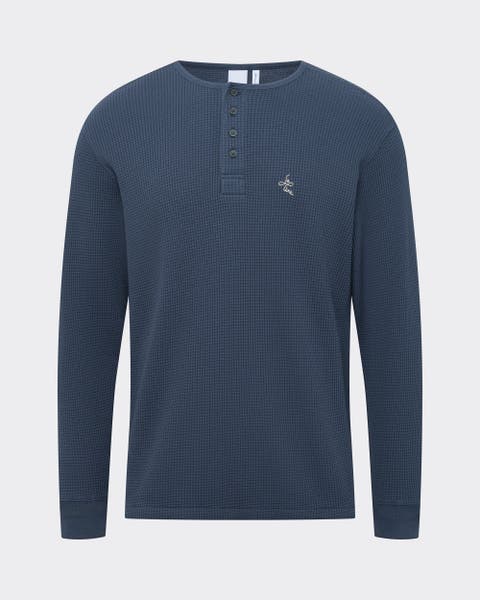 Long Sleeve Waffle Henley