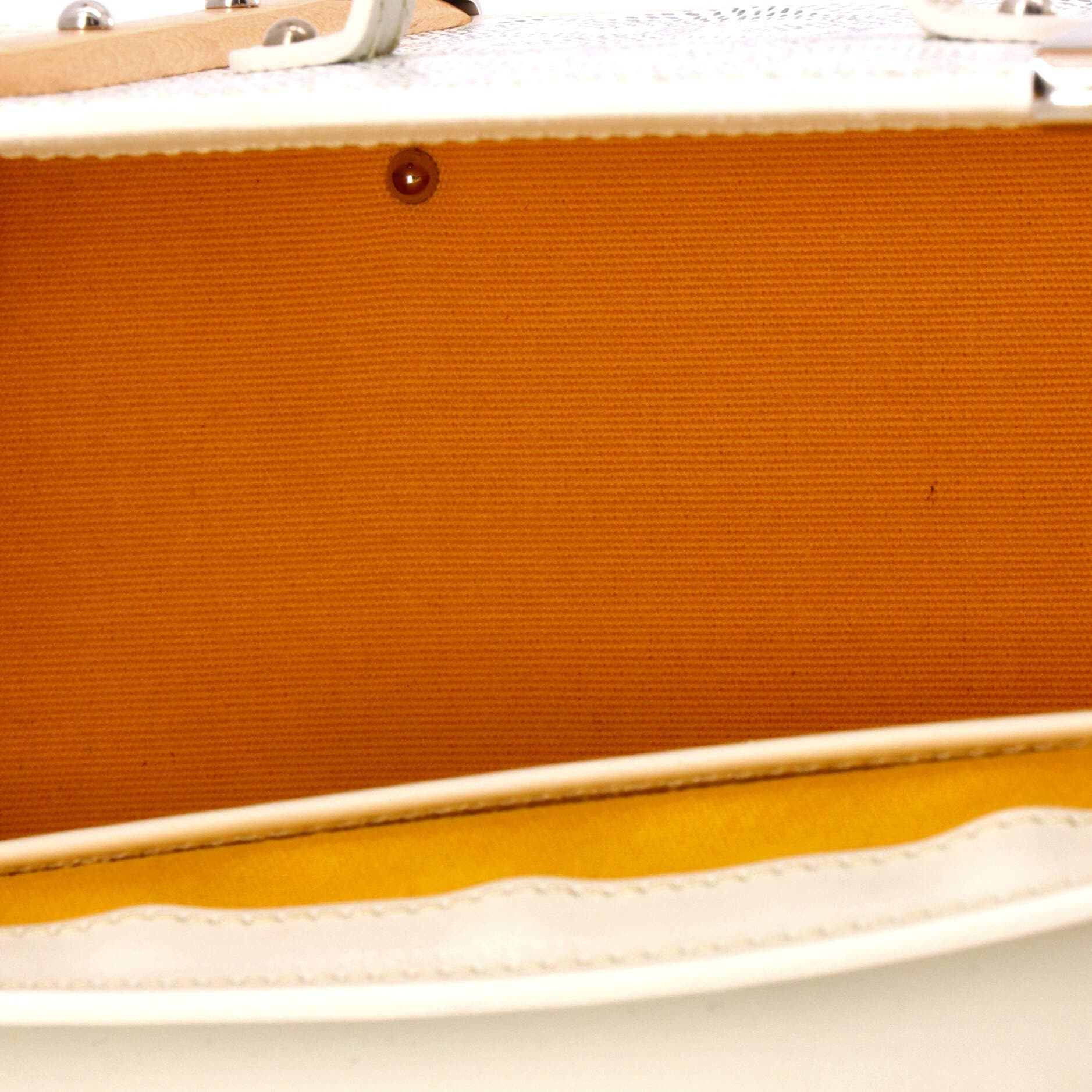 Structured Saigon Top Handle Bag Coated Canvas with Leather Mini, Alternate, color, White