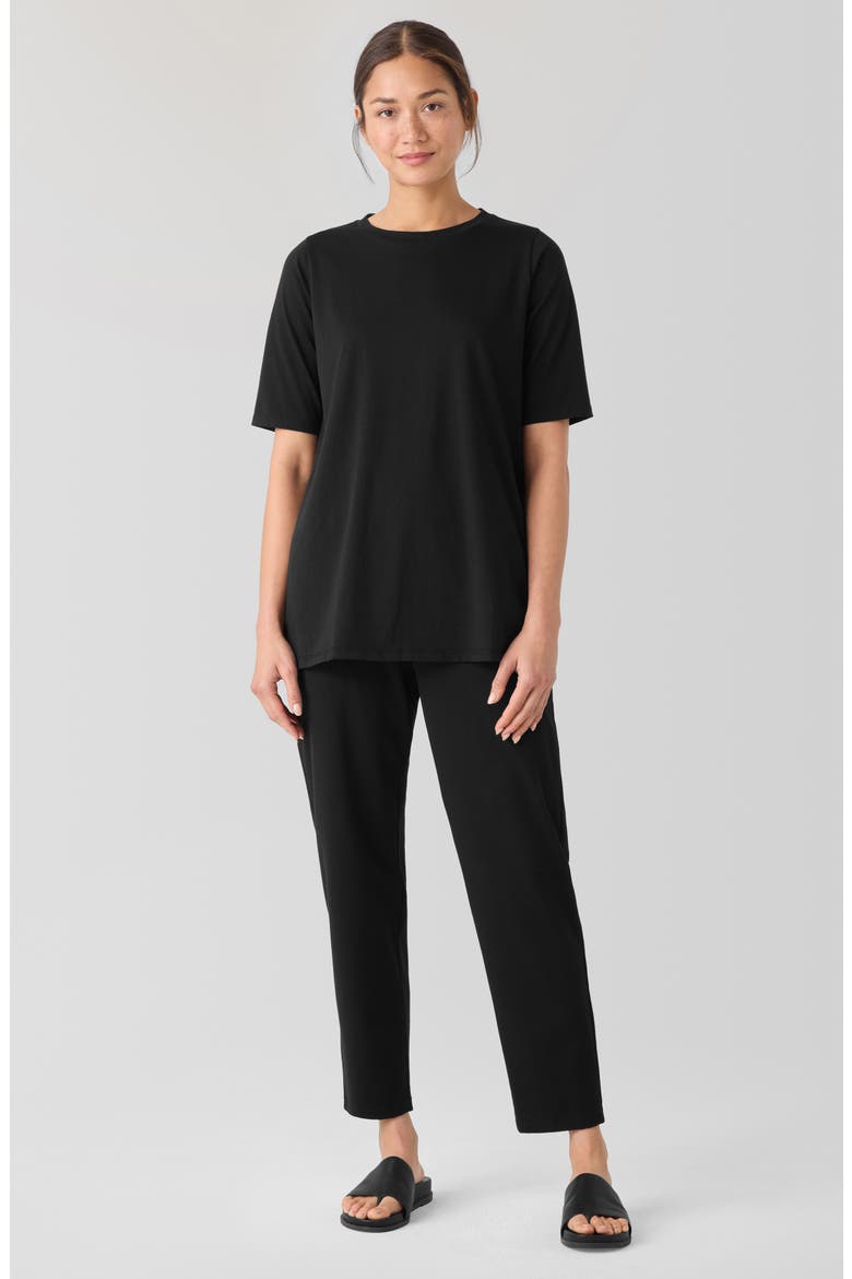 Crewneck Organic Cotton T-Shirt, Alternate, color, BLACK
