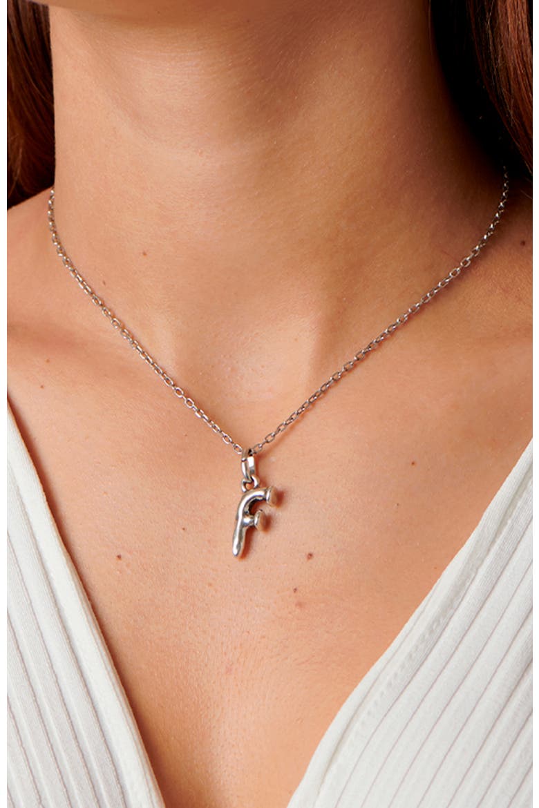 Sterling Silver-Plated Letter F Charm, Alternate, color, Silver