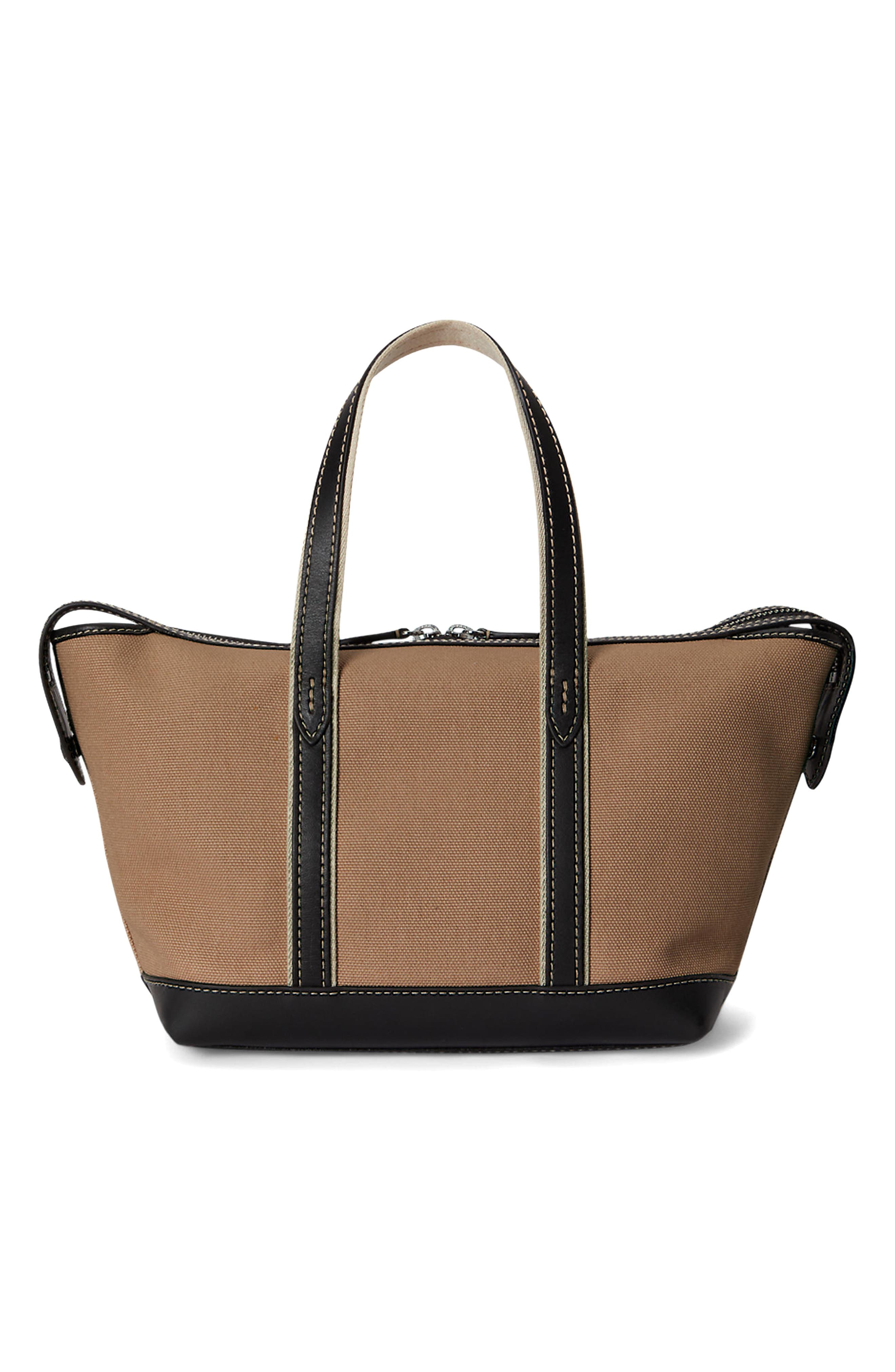 Canvas & Leather Tote, Alternate, color, PORCELAIN/ BLACK