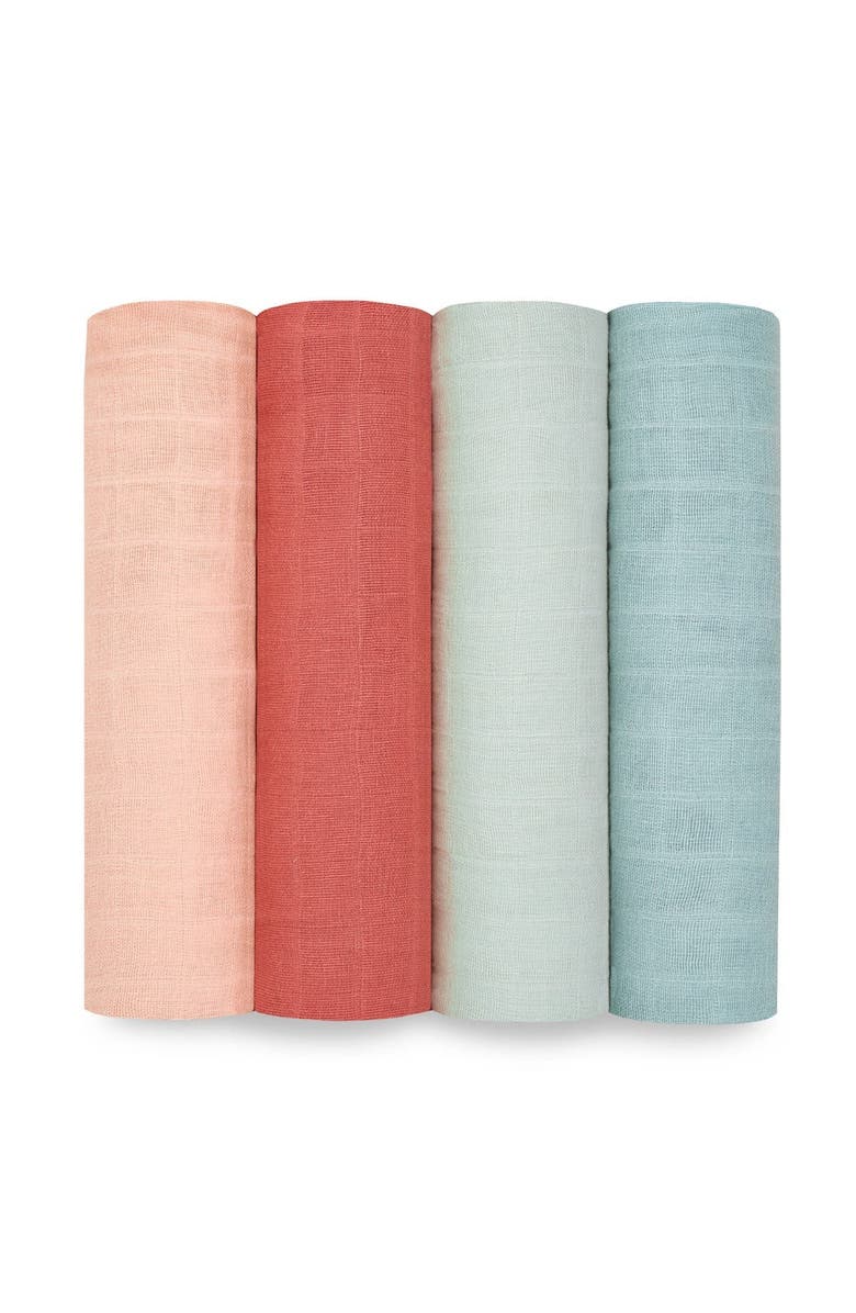 aden + anais Boutique 4-Pack 100% Organic Cotton Muslin Swaddles, Main, color, Mother Earth