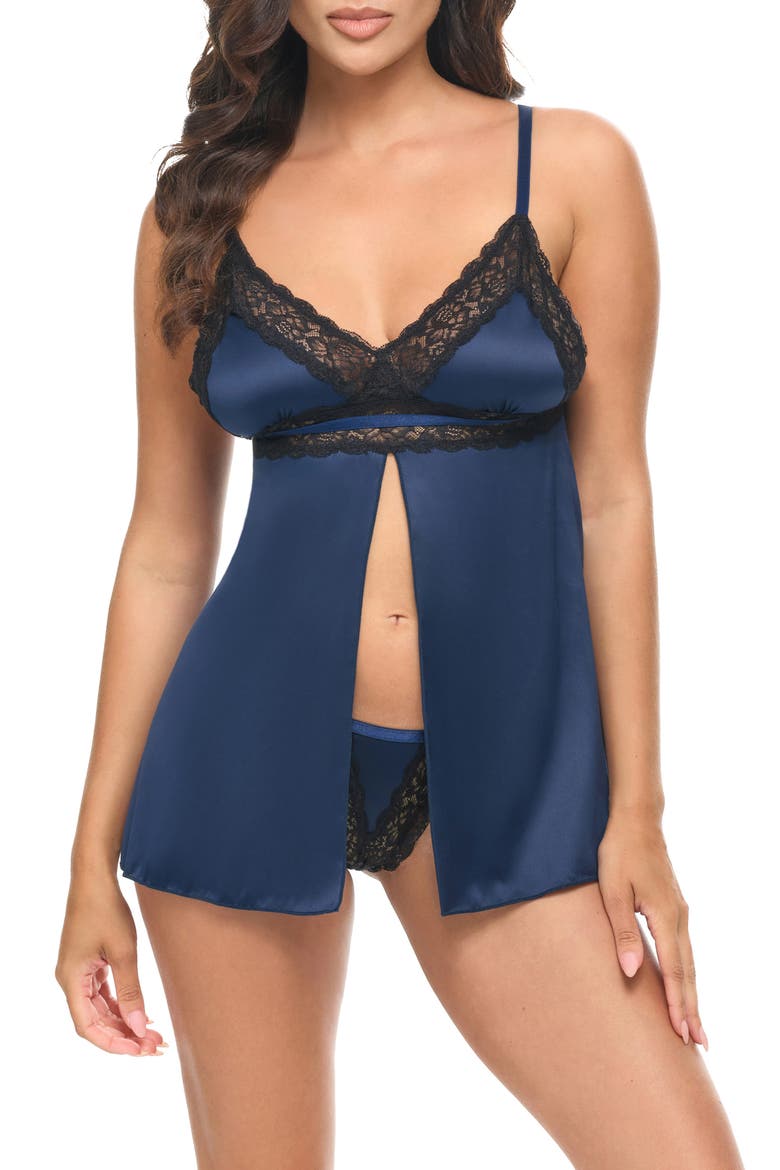 Iris Babydoll Chemise, Main, color, ESTATE BLUE/ BLACK