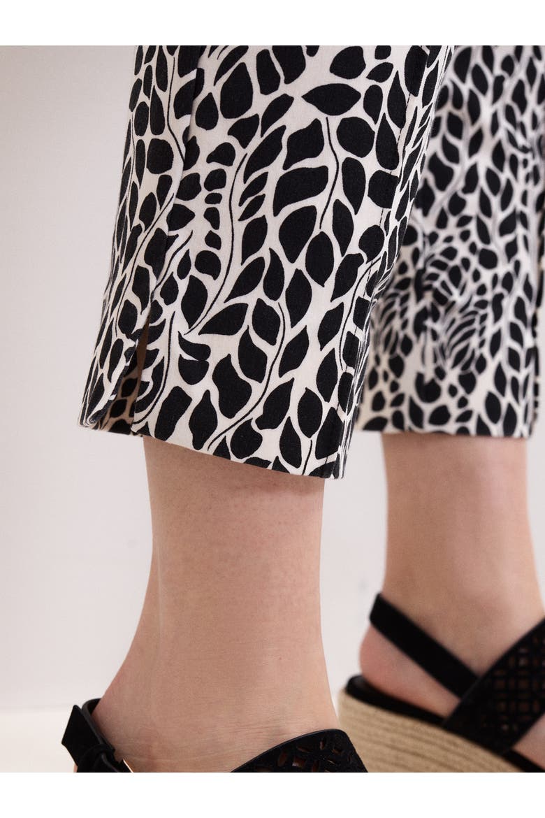 Carmella Printed Cropped Trousers, Alternate, color, Black/Ivory