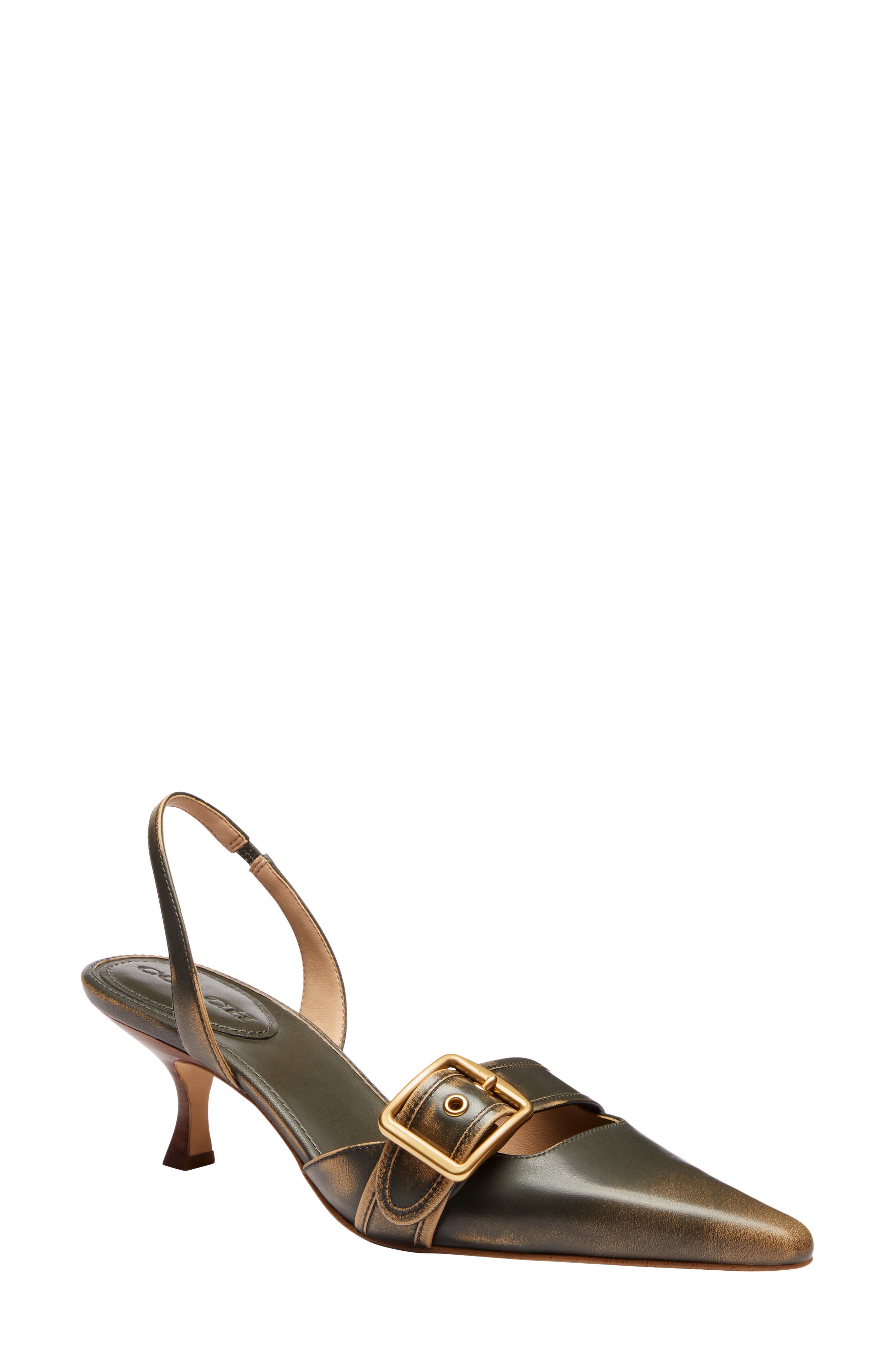 Margot Pointed Toe Slingback Pump, Main, color, OLIVE.